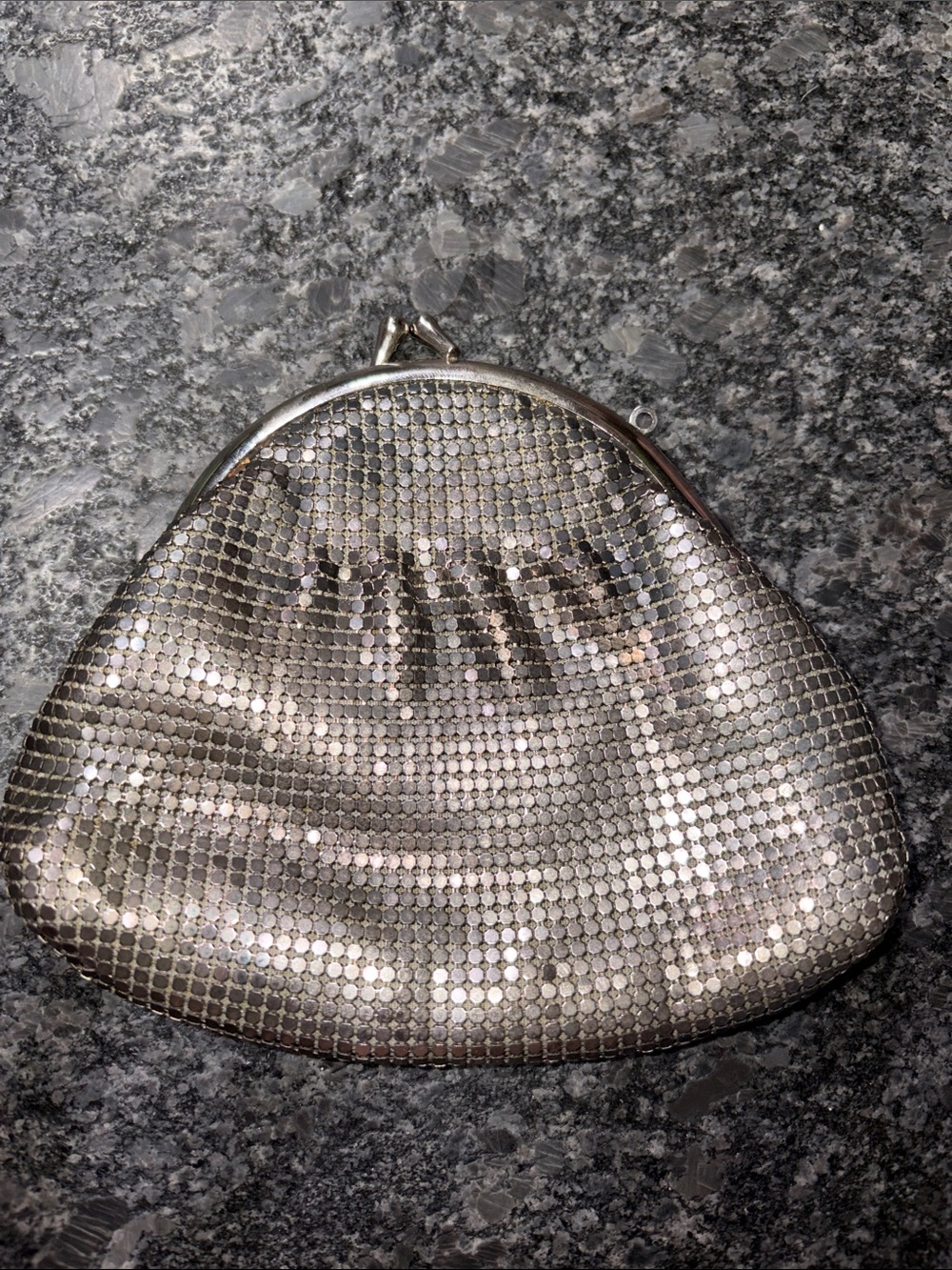 Vintage Metallic Mesh Evening Clutch - Silver